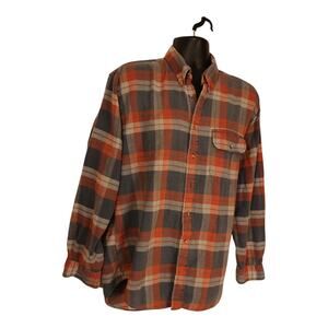 London Fog Outdoors Unlimited Flannel Shirt 100% Cotton Made in USA Men's XL VTG